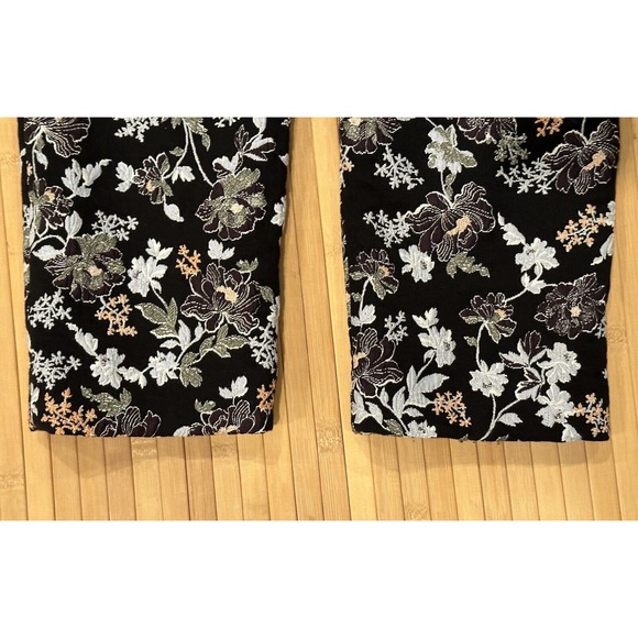 LOFT Women’s Sz 6P Marisa Pants Embroidered Jacquard Flowers Pencil Ankle - Picture 10 of 12